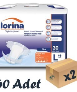 Lorina Tekstil Yüzeyli Bel Bantlı Yetişkin Hasta Bezi Large 30'lu 2 Paket 60 Adet