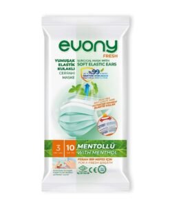 Evony Fresh Mentollü Yumuşak Elastik Kulaklı Cerrahi Maske 10'lu Paket