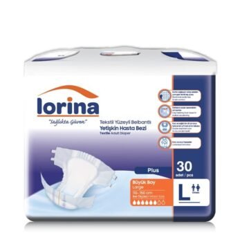Lorina Tekstil Yüzeyli Bel Bantlı Yetişkin Hasta Bezi Large 30'lu Paket
