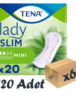 TENA Lady Slim Mini, Kadın Mesane Pedi, 2 Damla, 20'li 6 Paket 120 Adet