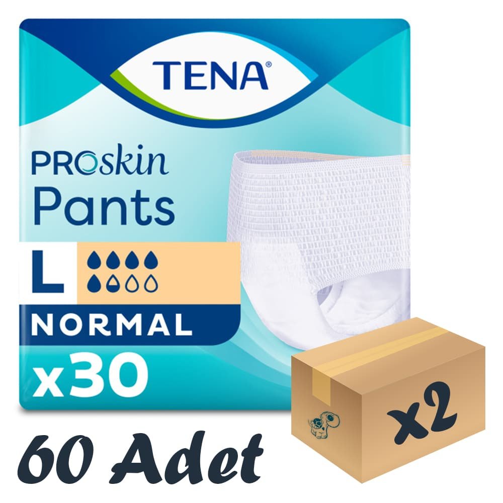 TENA ProSkin Pants Normal Emici Külot, Büyük Boy (L), 5.5 Damla, 30'lu 2 Paket 60 Adet