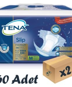 TENA Slip Premium Super Night Bel Bantlı Hasta Bezi, Orta Boy (M), 7 Damla, 30'lu 2 Paket 60 Adet
