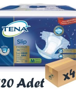 TENA Slip Premium Super Night Bel Bantlı Hasta Bezi, Orta Boy (M), 7 Damla, 30'lu 4 Paket 120 Adet