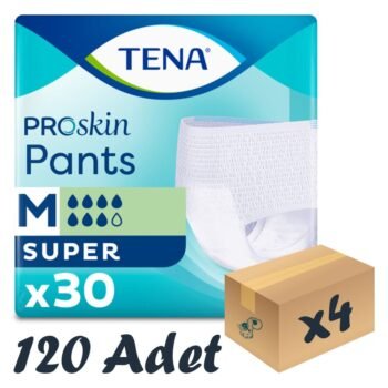 TENA ProSkin Pants Super Emici Külot, Orta Boy (M), 7 Damla, 30'lu 4 Paket 120 Adet