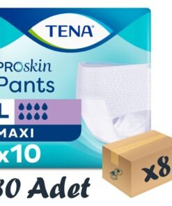 TENA ProSkin Pants Maxi Emici Külot, Büyük Boy (L), 8 Damla, 10'lu 8 Paket 80 Adet