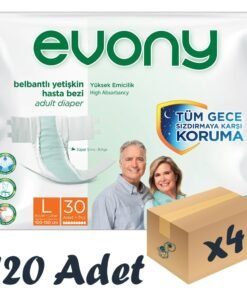 Evony Bel Bantlı Yetişkin Hasta Bezi Large 30'lu 4 Paket 120 Adet
