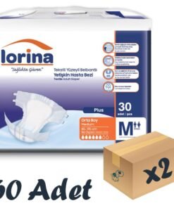 Lorina Tekstil Yüzeyli Bel Bantlı Yetişkin Hasta Bezi Medium 30'lu 2 Paket 60 Adet
