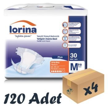 Lorina Tekstil Yüzeyli Bel Bantlı Yetişkin Hasta Bezi Medium 30'lu 4 Paket 120 Adet