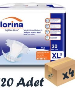 Lorina Tekstil Yüzeyli Bel Bantlı Yetişkin Hasta Bezi XLarge 30'lu 4 Paket 120 Adet