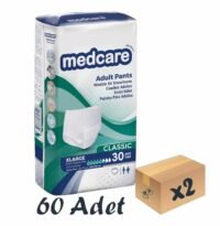 Medcare Klasik Emici Külot Yetişkin Hasta Bezi 5,5 Damla XLarge XL Beden 30'lu 2 Paket 60 Adet