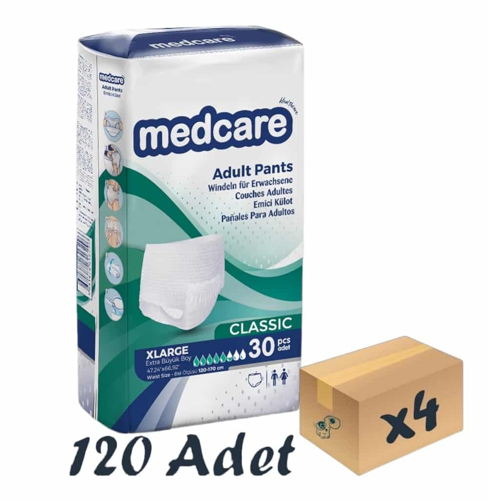 Medcare Classic Emici Külot Yetişkin Hasta Bezi 5,5 Damla XLarge XL Beden 30'lu 4 Paket 120 Adet