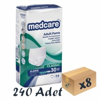 Medcare Classic Emici Külot Yetişkin Hasta Bezi 5,5 Damla XLarge XL Beden 30'lu 8 Paket 240 Adet