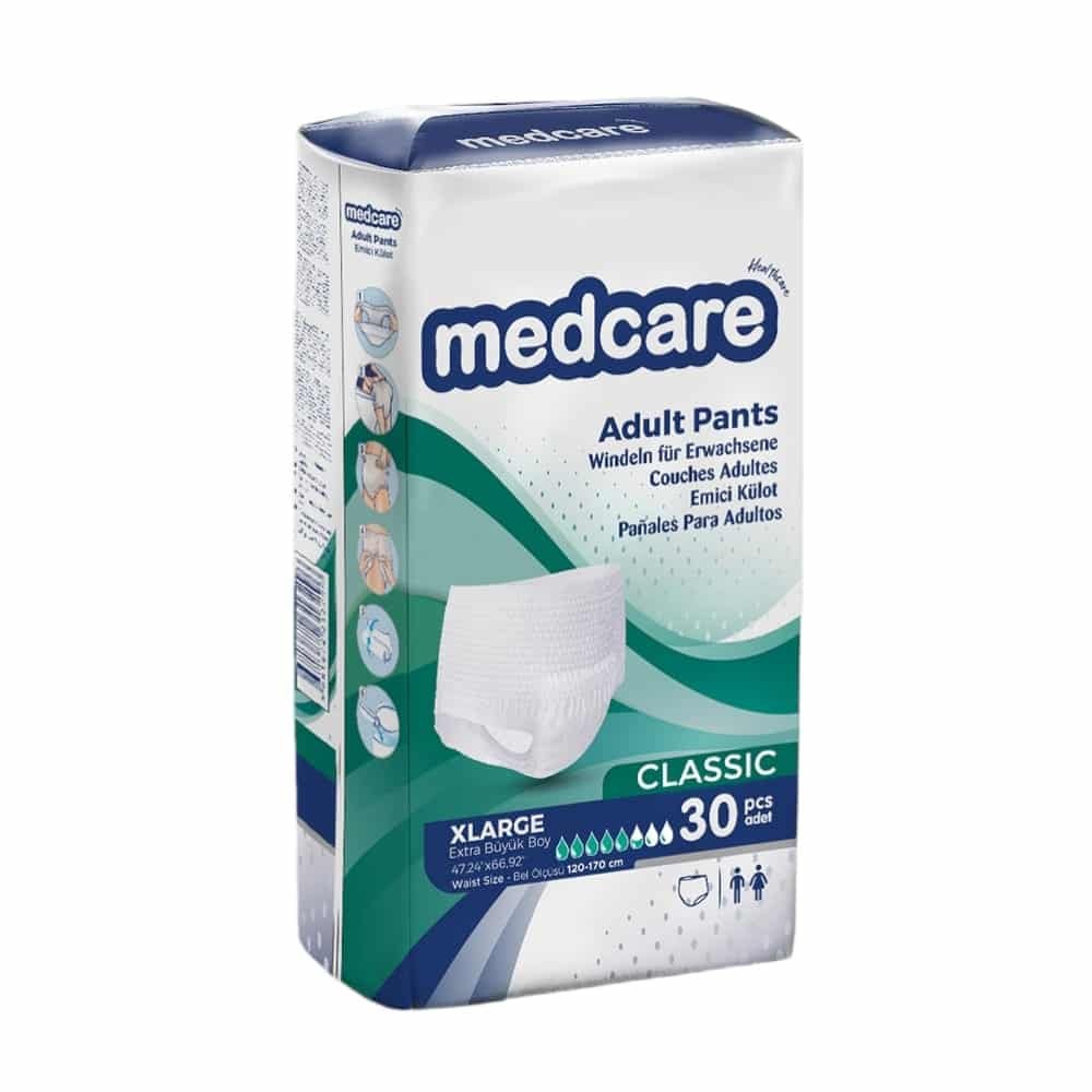 Medcare Classic Emici Külot Yetişkin Hasta Bezi 5,5 Damla XLarge XL Beden 30'lu Paket