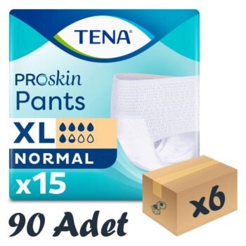 TENA ProSkin Pants Normal Emici Külot, En Büyük Boy (XL), 5.5 Damla, 15’li 6 Paket 90 Adet