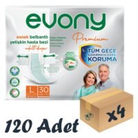 Evony Premium Esnek Bel Bantlı Yetişkin Hasta Bezi Large 30’lu 4 Paket 120 Adet