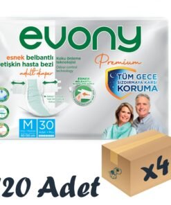 Evony Premium Esnek Bel Bantlı Yetişkin Hasta Bezi Medium 30’lu 4 Paket 120 Adet