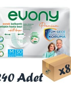 Evony Premium Esnek Bel Bantlı Yetişkin Hasta Bezi Medium 30’lu 8 Paket 240 Adet