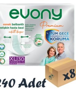 Evony Premium Esnek Bel Bantlı Yetişkin Hasta Bezi XLarge 30’lu 8 Paket 240 Adet