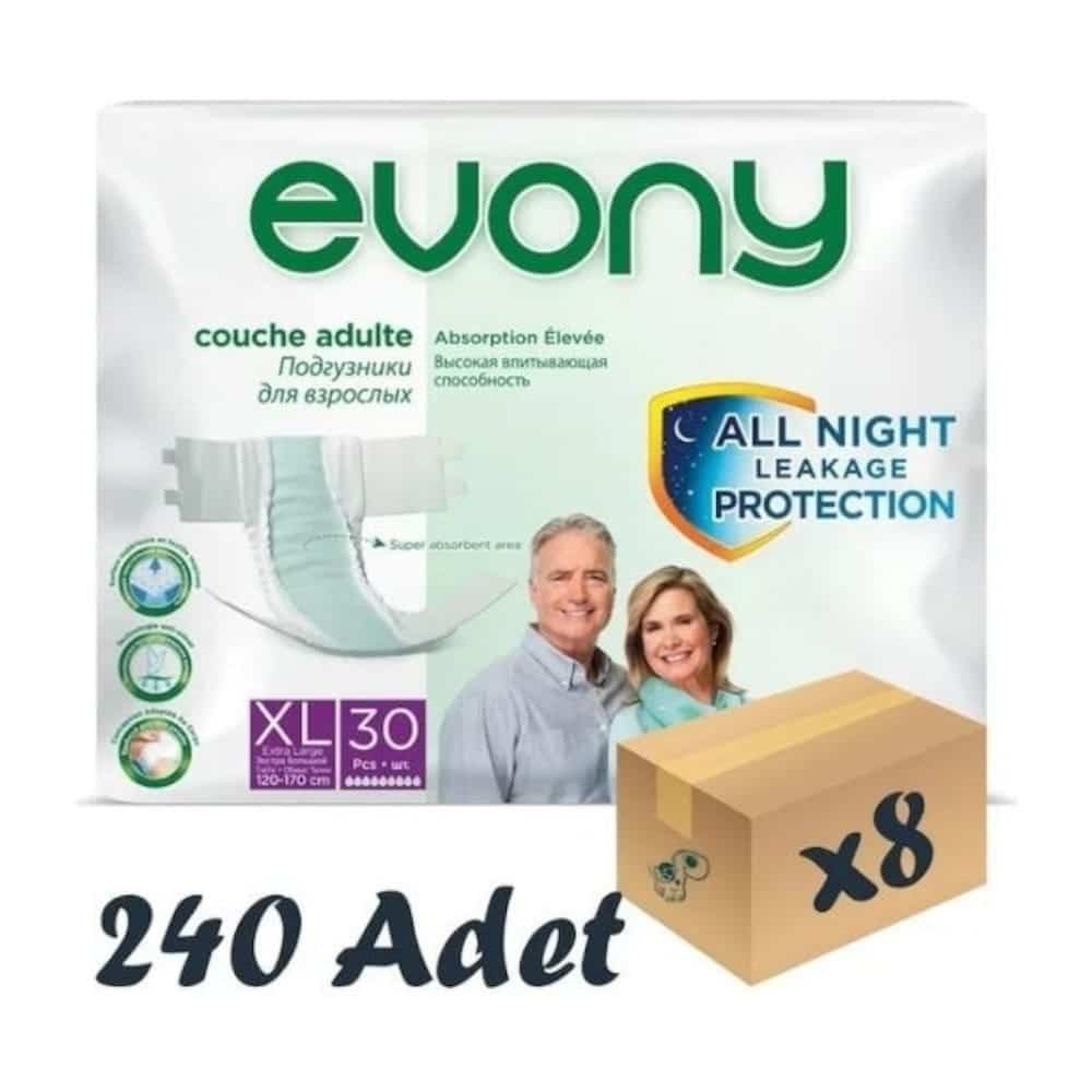 Evony Bel Bantlı Yetişkin Hasta Bezi XLarge 30'lu 8 Paket 240 Adet