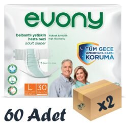 Evony Bel Bantlı Yetişkin Hasta Bezi Large 30'lu 2 Paket 60 Adet