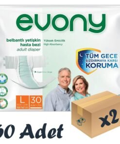 Evony Bel Bantlı Yetişkin Hasta Bezi Large 30'lu 2 Paket 60 Adet