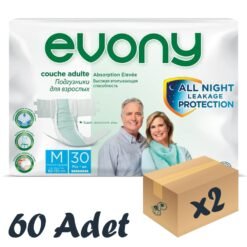 Evony Bel Bantlı Yetişkin Hasta Bezi Medium 30'lu 2 Paket 60 Adet