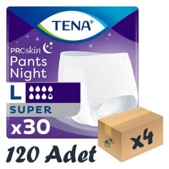 TENA ProSkin Pants Night Emici Külot Gece Bezi, Büyük Boy (L), 7.5 Damla 30’lu 4 Paket 120 Adet