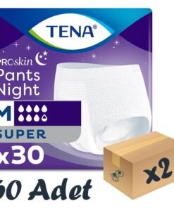 TENA ProSkin Pants Night Emici Külot Gece Bezi, Orta Boy (M), 7.5 Damla 30’lu 2 Paket 60 Adet
