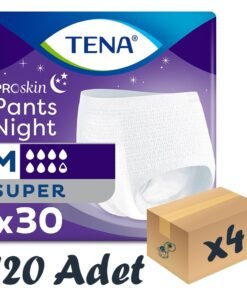 TENA ProSkin Pants Night Emici Külot Gece Bezi, Orta Boy (M), 7.5 Damla 30’lu 4 Paket 120 Adet