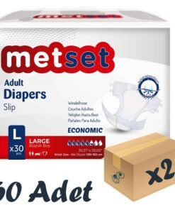Metset Ekonomik Bel Bantlı Hasta Bezi 5,5 Damla Large Büyük Boy L Beden 30'lu 2 Paket 60 Adet