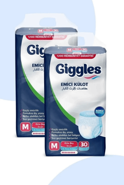 Giggles Yetişkin Emici Külot Medium 30'lu 2 Paket 60 Adet