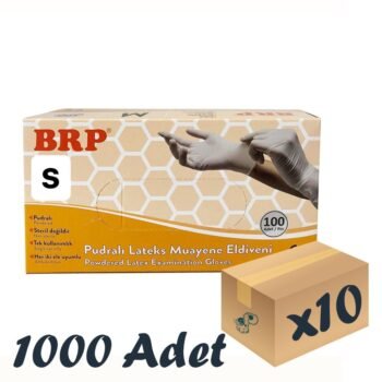 BRP Lateks Pudralı Muayene Eldiveni 10 Kutu 1000 Adet Small