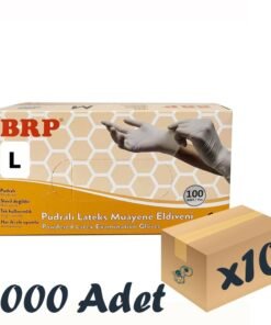 BRP Lateks Pudralı Muayene Eldiveni 10 Kutu 1000 Adet Large