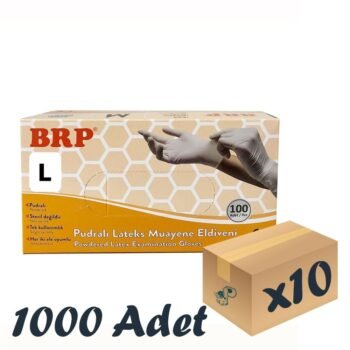 BRP Lateks Pudralı Muayene Eldiveni 10 Kutu 1000 Adet Large