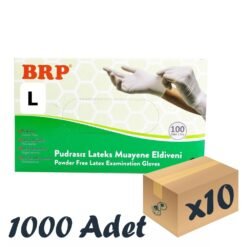 BRP Lateks Pudrasız Muayene Eldiveni 10 Kutu 1000 Adet Large