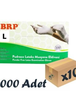 BRP Lateks Pudrasız Muayene Eldiveni 10 Kutu 1000 Adet Large