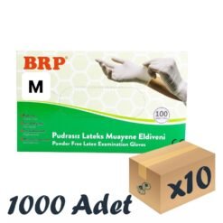 BRP Lateks Pudrasız Muayene Eldiveni 10 Kutu 1000 Adet Medium