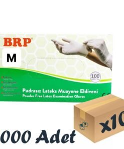 BRP Lateks Pudrasız Muayene Eldiveni 10 Kutu 1000 Adet Medium