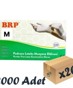 BRP Lateks Pudrasız Muayene Eldiveni 20 Kutu 2000 Adet Medium