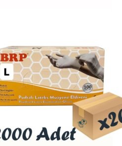BRP Lateks Pudralı Muayene Eldiveni 20 Kutu 2000 Adet Large