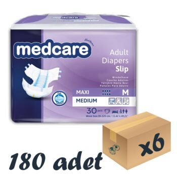 Medcare Maxi Bel Bantlı Hasta Bezi 8 Damla Medium Orta Boy M Beden 30'lu 6 Paket 180 Adet