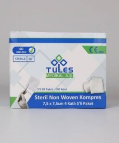 Tules Non Woven Steril Gaz Kompres 7,5cm x 7,5cm 4 Katlı 100'lü Paket (5x20 Adet)