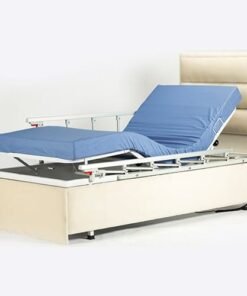 2 Motorlu Alüminyum Tabanca Korkuluklu Kumaş Kaplı Hasta Karyolası H226-TT-E (Eko Yatak Dahil 10cm)