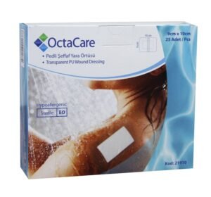 OctaCare Şeffaf Pedli Su Geçirmez Yara Örtüsü 9cm x 10cm Steril Tekli Paket