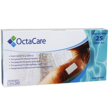 OctaCare Şeffaf Pedli Su Geçirmez Yara Örtüsü 9cm x 20cm Tekli Steril Paket