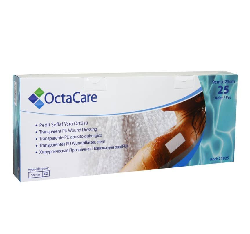 OctaCare Şeffaf Su Geçirmez Yara Örtüsü 9cm x 25cm Tekli Steril Paket