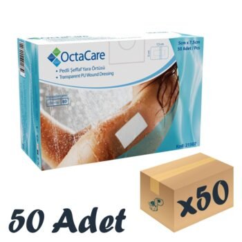 OctaCare Şeffaf Pedli Su Geçirmez Yara Örtüsü 5cm x 7,5cm 50'li Steril Paket