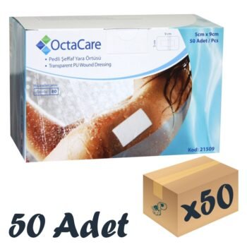 OctaCare Şeffaf Pedli Su Geçirmez Yara Örtüsü 5cm x 9cm 50'li Steril Paket