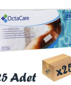 OctaCare Şeffaf Pedli Su Geçirmez Yara Örtüsü 9cm x 20cm 25'li Steril Paket