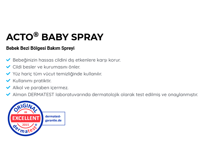 Acto Baby Spray 100ml - Bebek Bez Bölgesi Temizleme Spreyi - Görsel 2